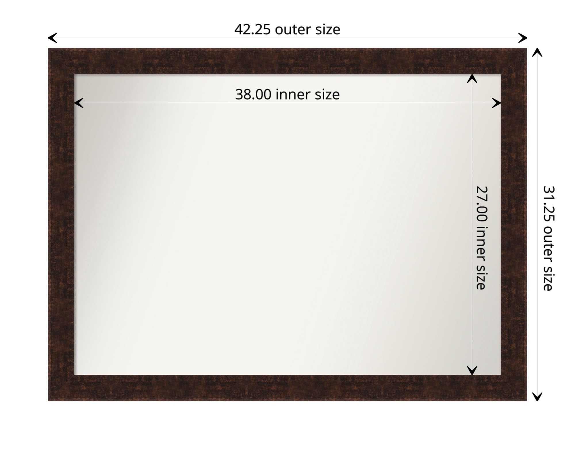 Amanti Art Bronze Wall Mirror 31x42 William Mottled Bronze Narrow Rectangle Bathroom Mirror for Wall Decor Living Room, X-Large Casual Frame, Hangs Horizonally and Vertically, Bathroom Decor,
