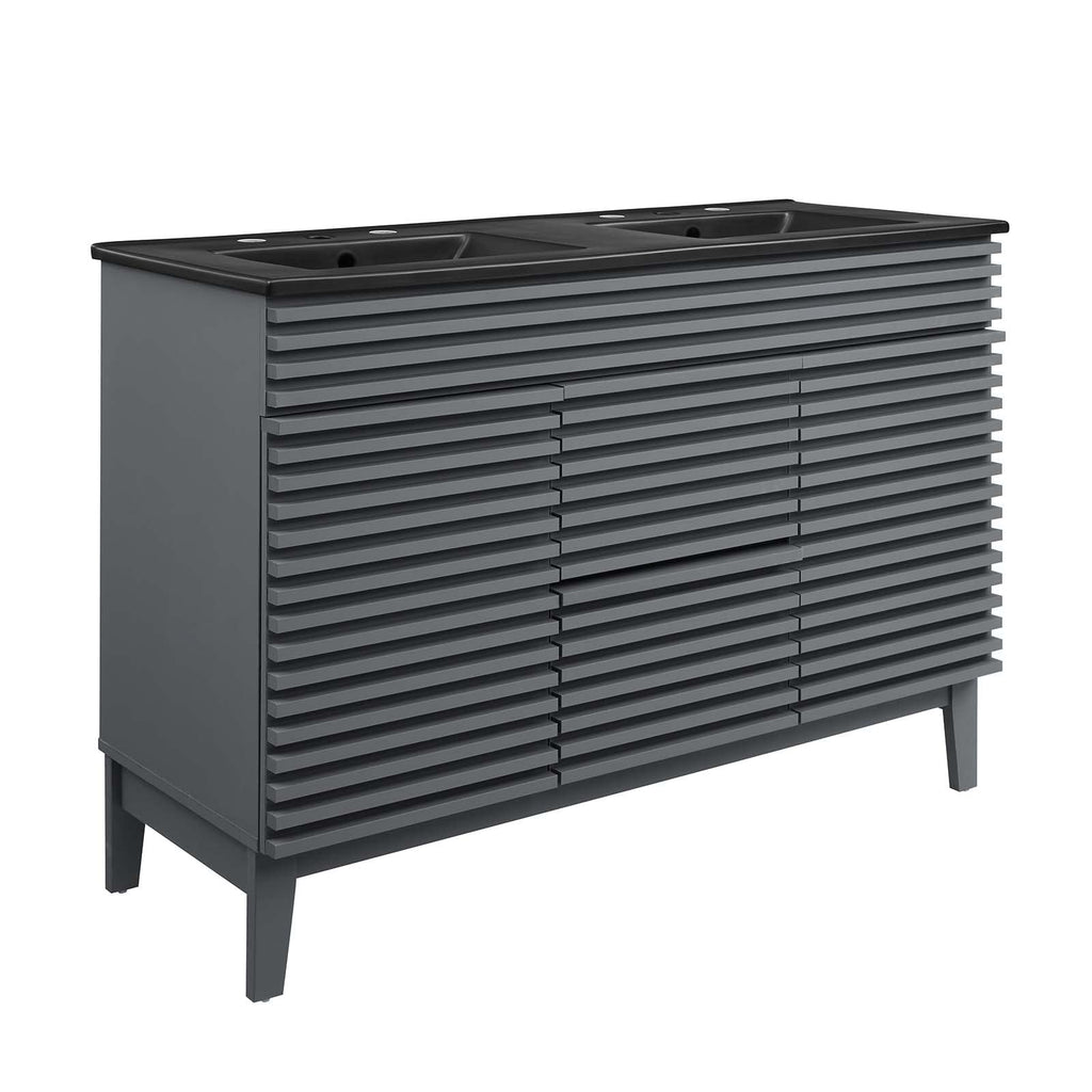 Modway Render 48" Double Bathroom Vanity in Gray Black