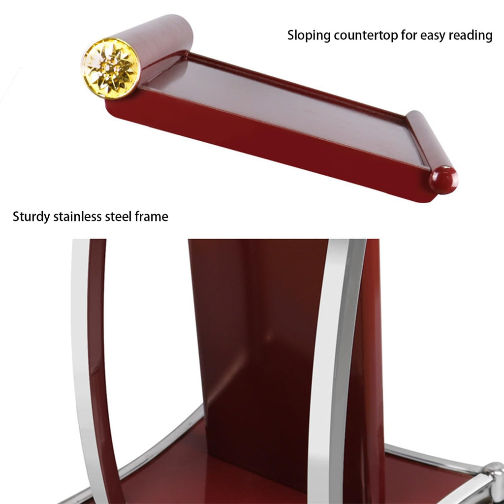 Curved Metal Podium, Brown Stand up Church Pulpit, Stainless Steel Conference Lectern for Office Stage Studio