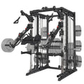 FAGUS H Black Commercial Smith Machine with Smith Bar, 4000LB Power Cage Squat Rack with Lever Arm, Leg Press, LAT Pull Down System, Multi-Function Linear Bearing Cable Crossover Machine for Home Gym