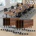 Folding Conference Table, Conference Room Tables with Wheels Foldable Large Rectangle Meeting Seminar Table for 6-12 People, Flip Top Mobile Training Table for Office Classr (4, Walnut 2, 55.1in)