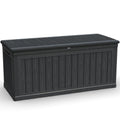 KCSWKJ Large Outdoor Storage Deck Box for Patio Furniture, Outdoor Cushions, Garden Tools and Sports/Pools Equipment, Waterproof Resin, Lockable, Black