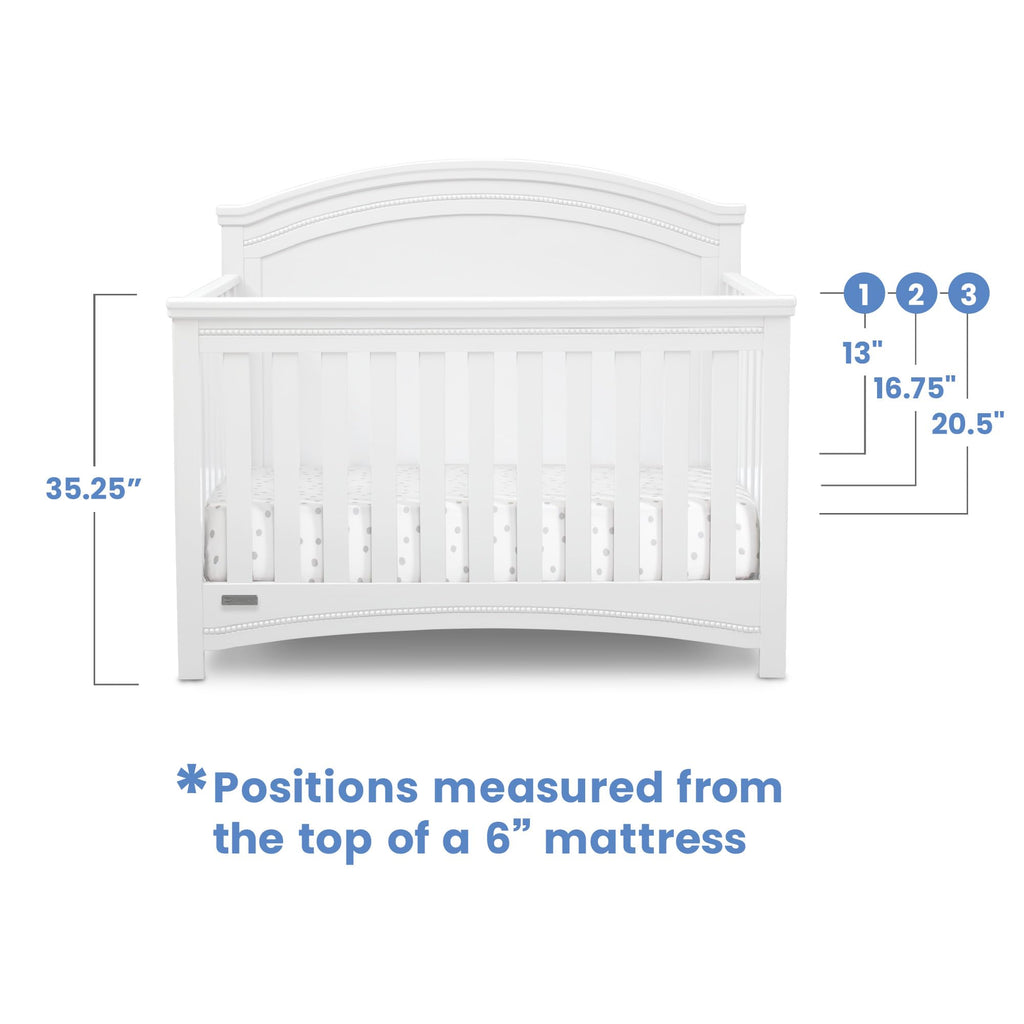 Simmons Kids SlumberTime Emma 4-in-1 Convertible Baby Crib N More - Greenguard Gold Certified, Bianca White