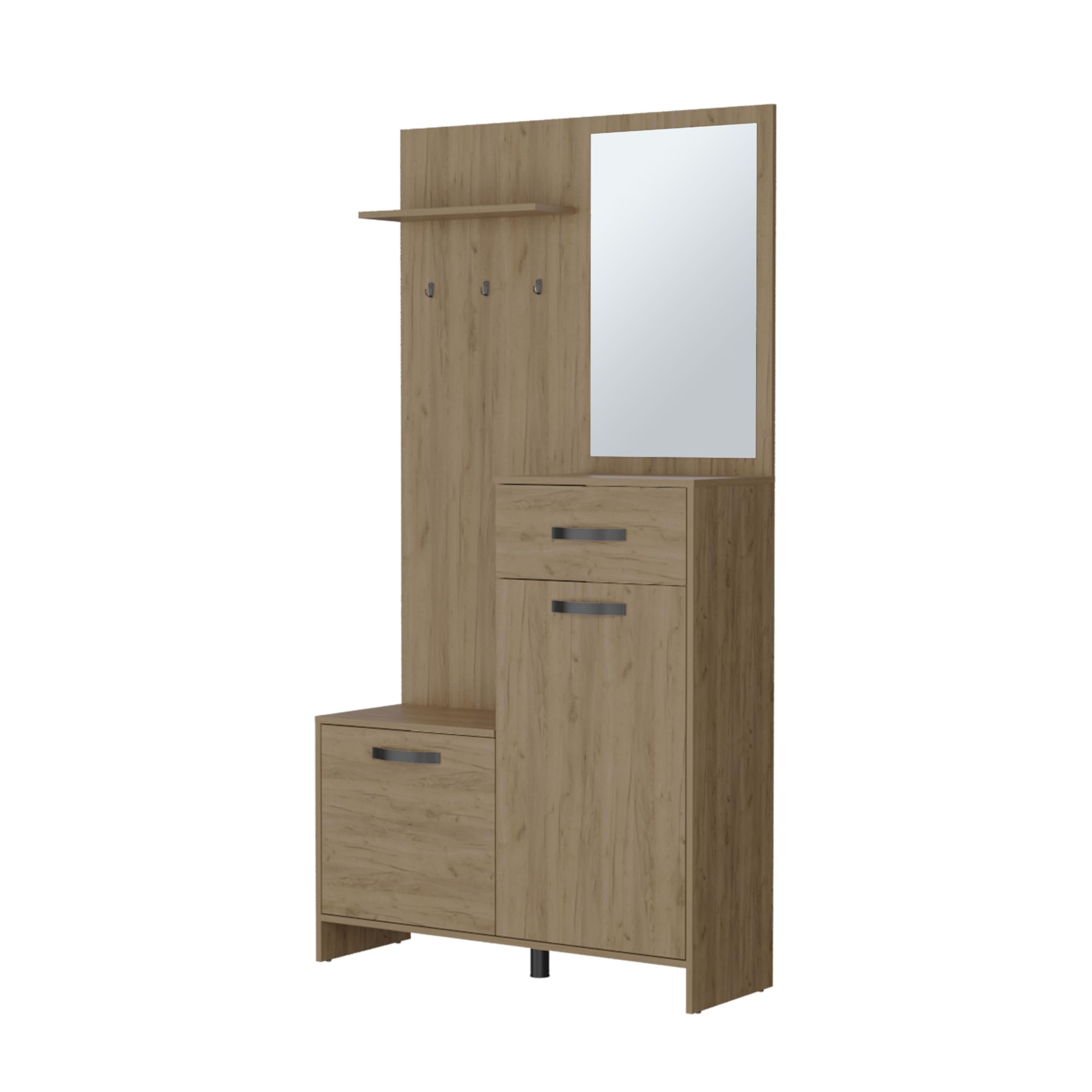 Hall Tree with Bench and Shoe Storage, Entryway Coat Rack with Hooks, Clothes Racks for Hanging Closet, Garment Storage and Mudroom Bench with Storage and Seating, Natural Oak,A-1