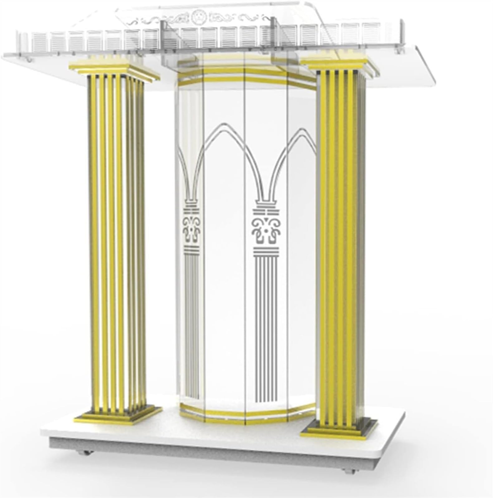 JOMRTS Acrylic Rolling Luxury Vertical Podium Stage Host with Casters Rolling Podium for Church, Wedding, School