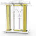BTZHY Lectern Podium Stand, Acrylic Rolling Luxury Vertical Podium Stage Host with Casters Rolling Podium for Church, Wedding, School