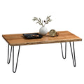 Alaterre Furniture Live Edge Wood Coffee Table with Hairpin Metal Legs – Rustic Modern Farmhouse Living Room Table with Acacia Wood Top (48 Inch)