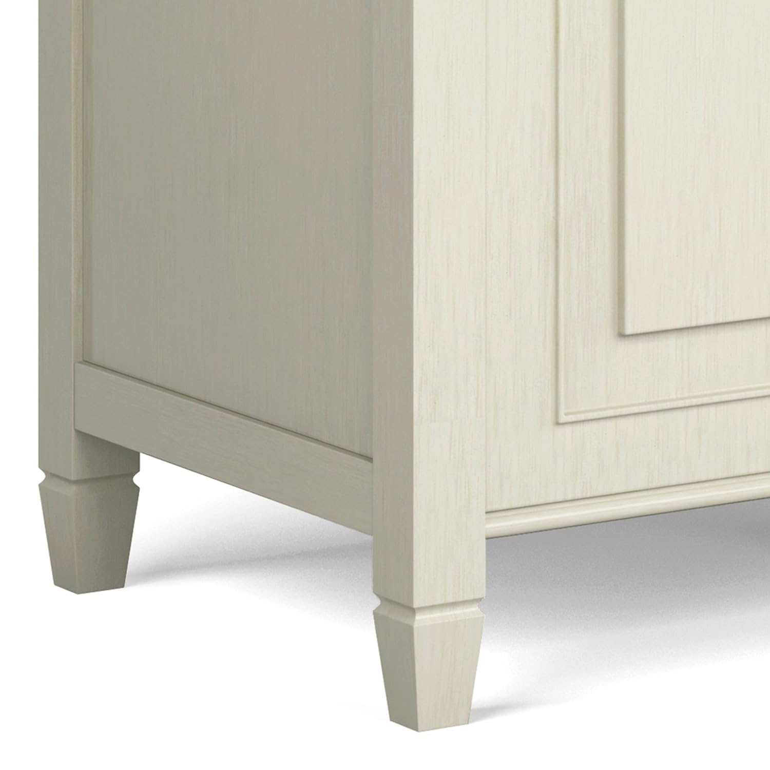 SIMPLIHOME Connaught Storage Bench - 51 inch Wide Solid Wood Trunk Bench in Antique White, Traditional Bench for Entryway with Lift-Up Lid and 3 Hidden Compartments