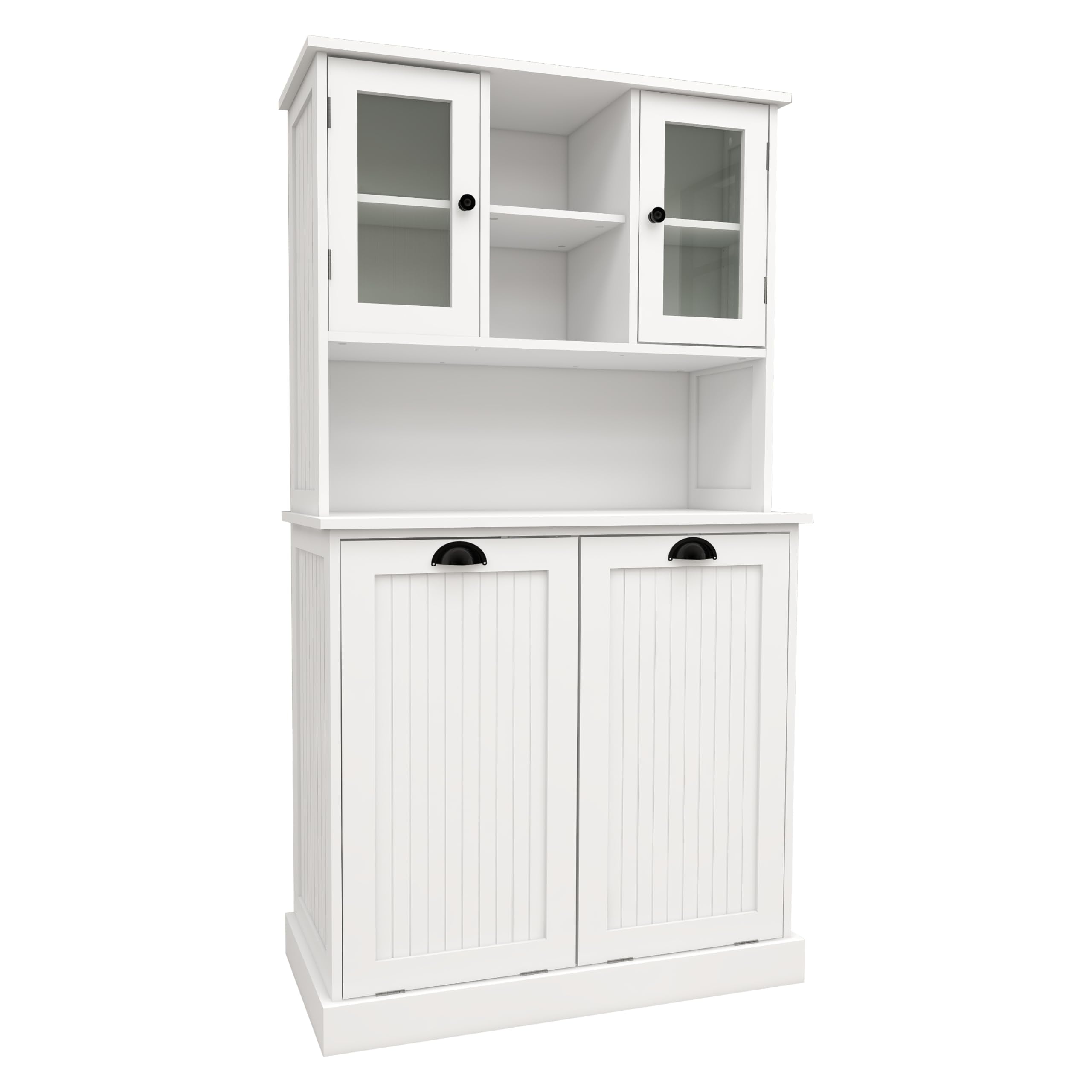 Gecheer Two-Compartment Tilt-Out Dirty Laundry Basket Cabinet - Space-Saving and Functional Storage Cabinet Organizer, Storage Unit Shelves, for Bathroom Living Room Dining Kitchen YJXW1120S00001