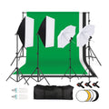 Backdrop Stands Photography Kit 1.8 * 2.7M Black White Green Backdrop 3*Fish-Like Mount Clip 5In1 Reflector 33" White Soft Light Umbrella