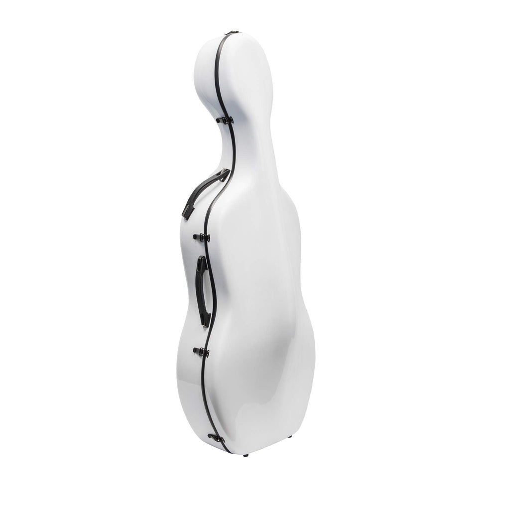 MI&VI CC-7002 Classic Carbon Fiber Composite Cello Case (Full Size) 4/4 with Wheels | Carry Straps | 11.5lb Lightweight | Tough Shell (White)