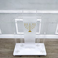 LaseVe Podium Podium Acrylic Lectern Pulpit Luminous Podium, Welcome Podium, Reception Chair Podium Conference Stage,Clear Rolling Podium Floor Podium with Light,Clear