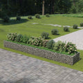 Foknhdi Galvanized Steel Large Gabion Raised Bed 212.6"x35.4"x19.7" Silver Planter Box for Vegetables, Herbs & Flowers