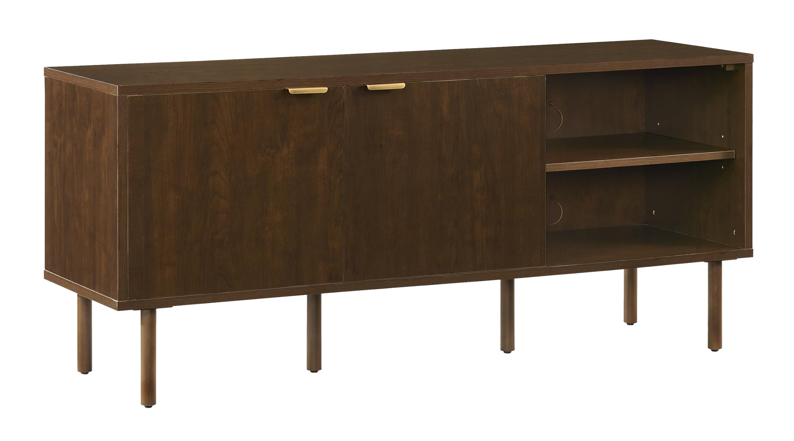 Crosley Furniture Brody Vinyl Record Storage Sideboard, Modern Media Console and Cabinet with Shelves, Brown