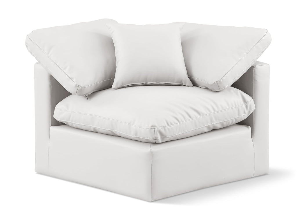 Meridian Furniture Indulge Vegan Leather Corner Chair in Cream