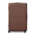July Checked Plus Expandable - 28.75" Airline Approved Check In Luggage with Wheels, Rolling Suitcase for Men & Women - TSA Lock, Silent Spinner Wheels, Expansion Zip, Y-Strap - Dark Brown