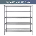 Zedfire 18" x 60" NSF Chrome 5-Shelf Kit with 72" Posts, Commercial Storage Rack Unit, Heavy Duty Storage Shelving, Wire Shelving Kit, Adjustable Rack Strong Steel, Multipurpose Wire Shelf