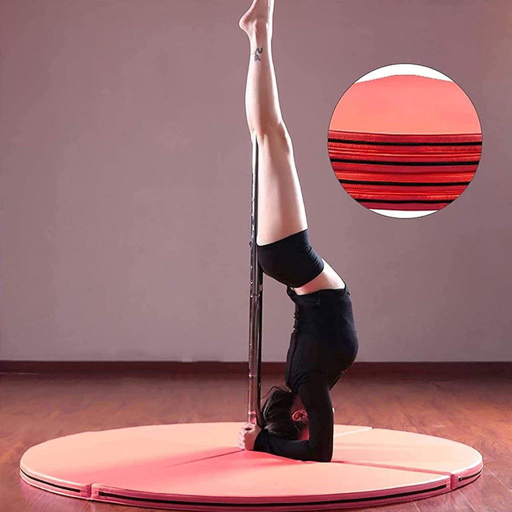 Dxcaicc Pole Dance Mat Round Pole Dance Crash Mat Fitness Exercise Portable Folding Beginner Protection Mat Gymnastic Shock Absorption Safety Mat for Club Party Pub Home,Red,Thickness 10cm