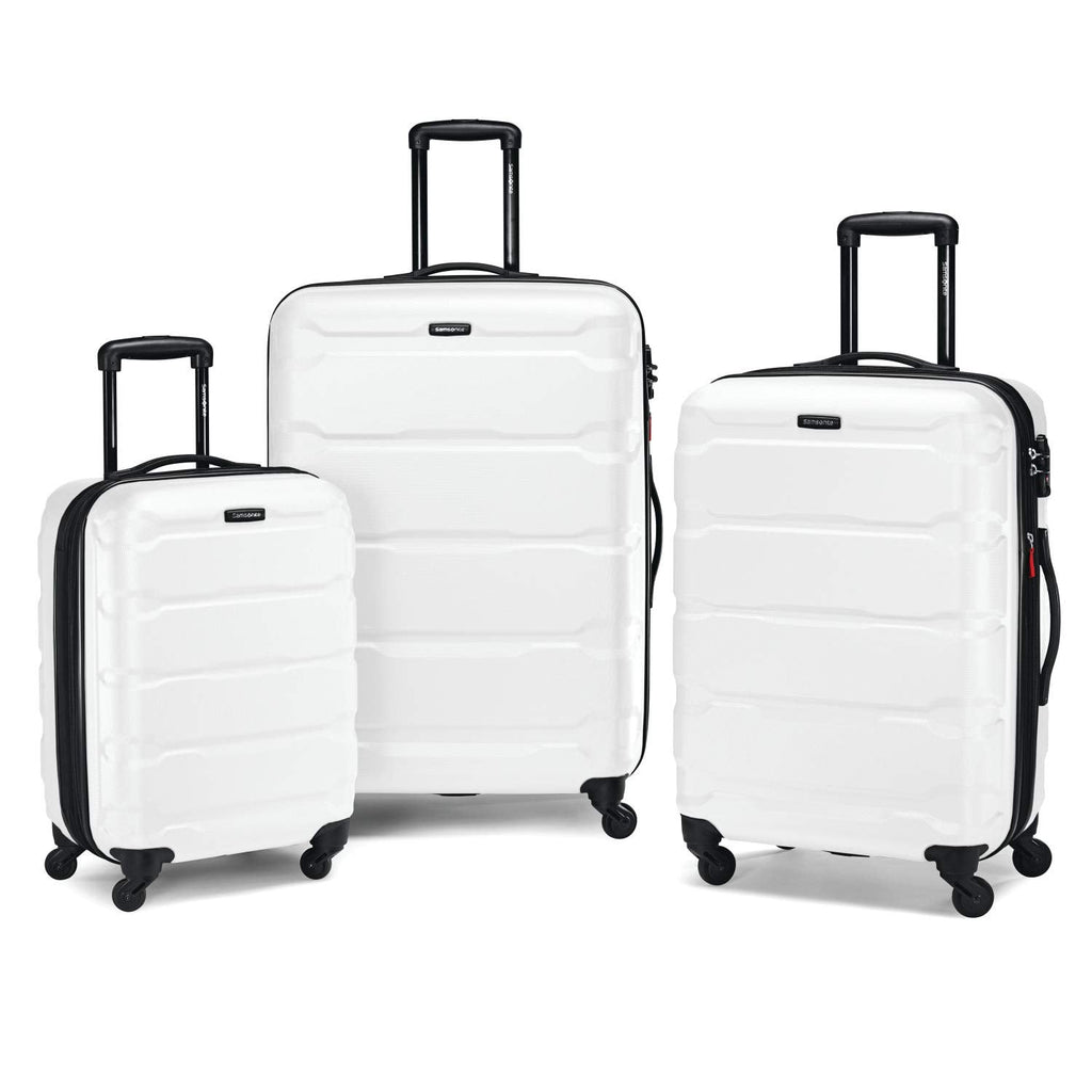 Samsonite Omni PC Hardside Expandable Luggage with Spinner Wheels, Checked-Large 28-Inch, White