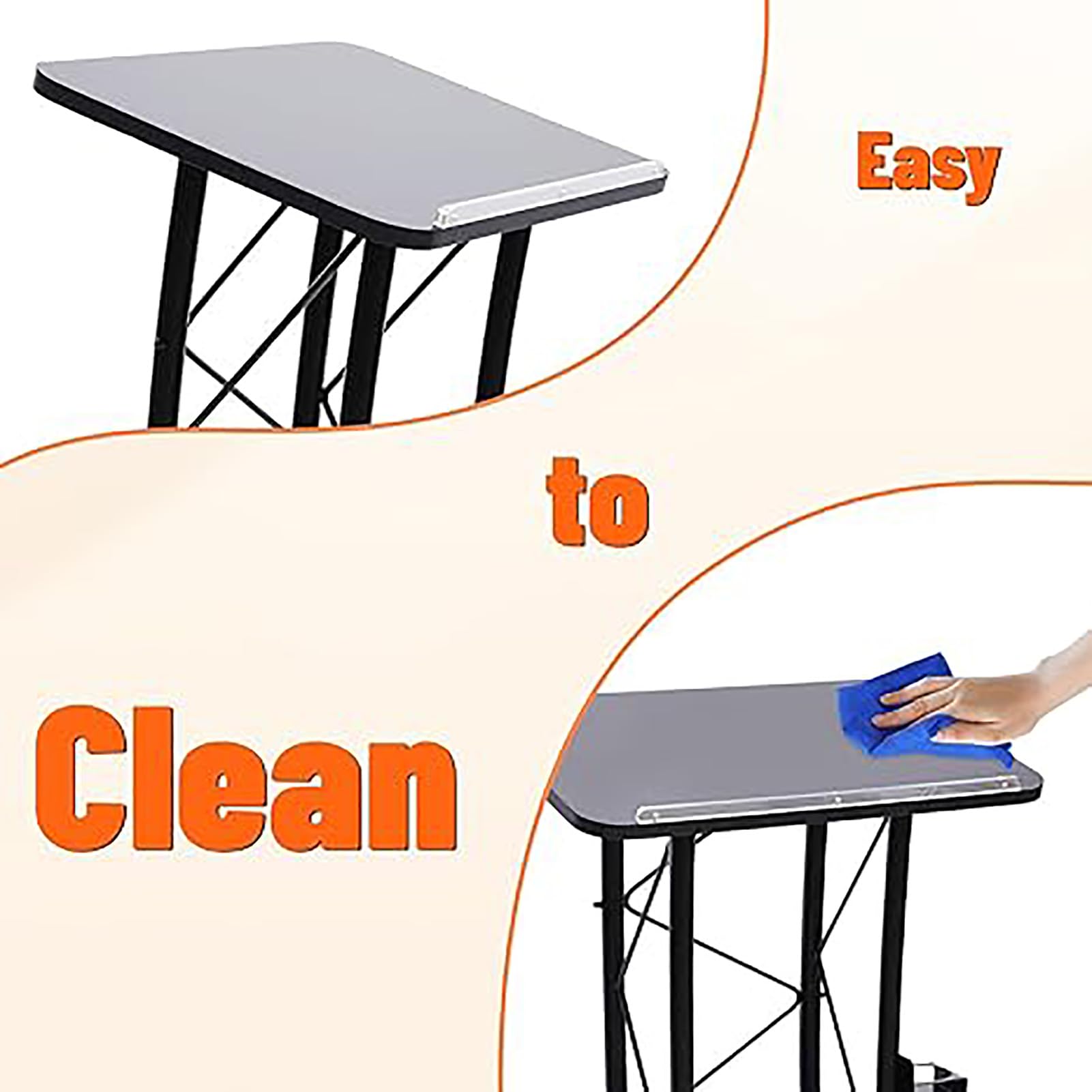 Black Curved Podium Stand - Metal Lectern for Classroom, Stage & Church - Large Pulpit for Speeches, Ceremonies, Celebrations - Professional Presentation Equipment