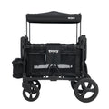 Keenz MOOV 4-Passenger All-Terrain Stroller Wagon with Reclining Seats, Built-in Cooler, Push/Pull Handle, Rubber Wheels, and Activity Tray – Foldable Wagon for Four Kids, Black