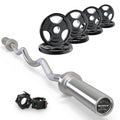 RitFit 2 Inch EZ Curl Bar with Weights, 350LBS Capacity Olympic Barbell for Bicep & Triceps, Home Gym Strength Training,with 85LBweights