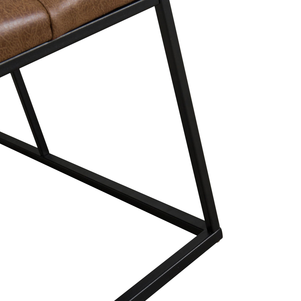Homepop Home Decor | Large Upholstered Bench | Bench Ottoman with Storage for Living Room & Bedroom | Decorative Home Furniture (Light Brown PU Leather)