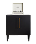 Crosley Furniture Everett Accent Storage Cabinet, Record Player Stand, Vinyl Records Holder, Matte Black