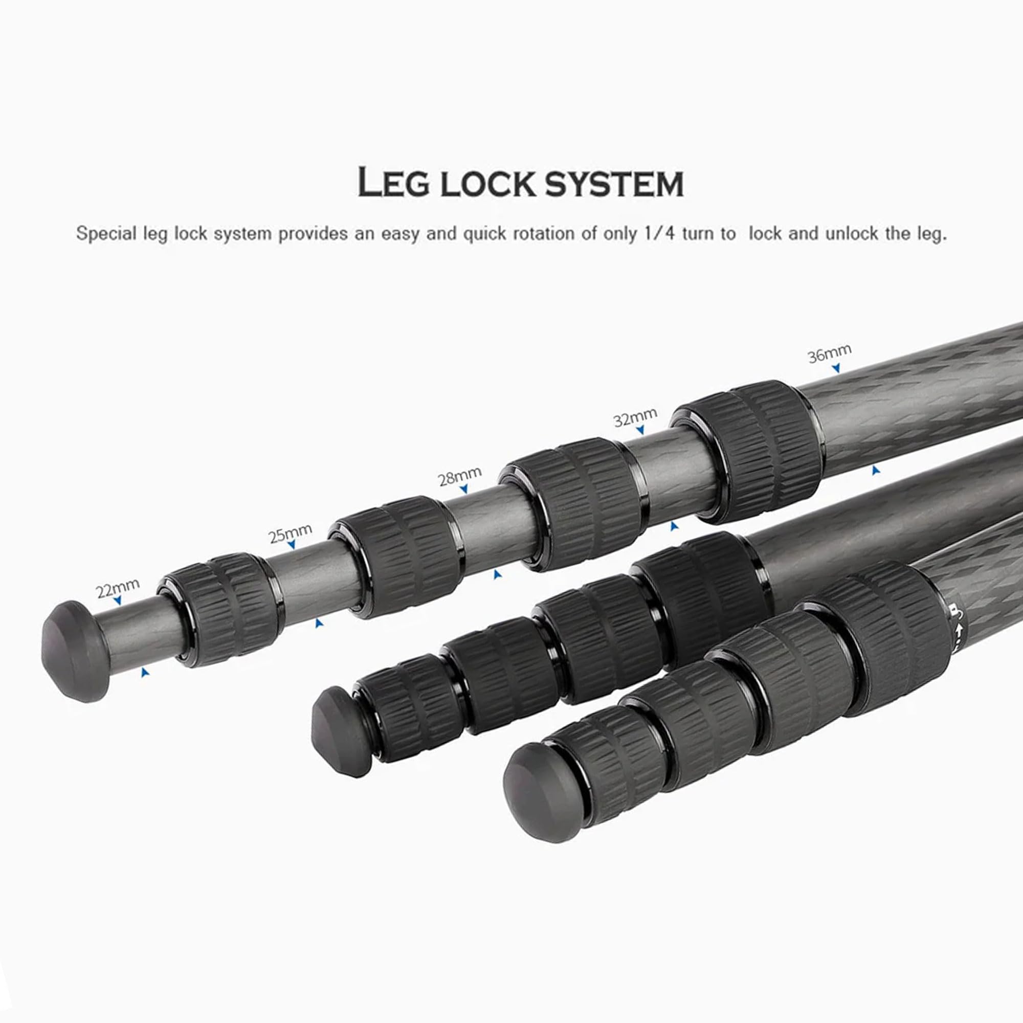 Leofoto Professional Camera Tripod, 63.9" Compact Carbon Fiber Tripod for DSLR Video Camcorder, 5 Leg Sections, 360° Ball Head, Max Load 20KG/44Lb (LS-365CX+LH-47)