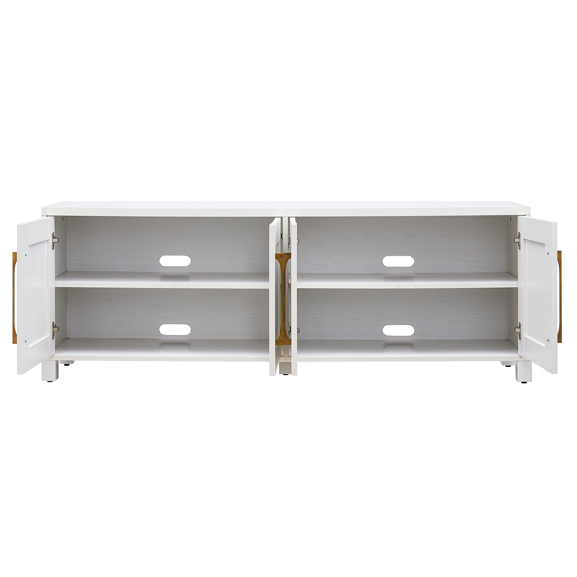 Henn&Hart Rectangular TV Stand for TV's up to 80" in White, TV Stands for the Living Room