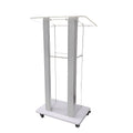 FixtureDisplays® Clear Acrylic Plexiglass Podium Steel Sides Church Pulpit School Lectern Debate Funeral Home Conference 14306NEW-NPF