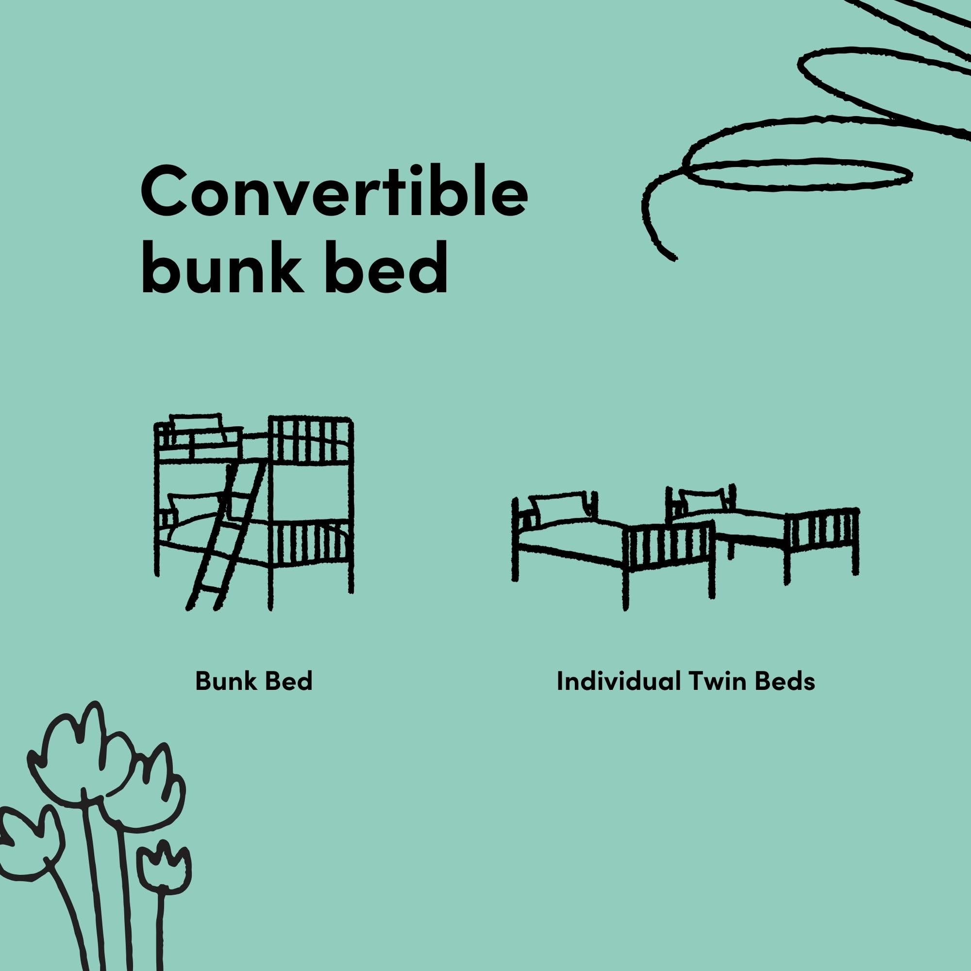 Storkcraft Caribou Bunk Bed Twin Over Twin Bunk Bed (Espresso) - GREENGUARD Gold Certified, Twin Bunk Beds for Kids, Converts to 2 Individual Twin Beds, Bunk Beds for Kids