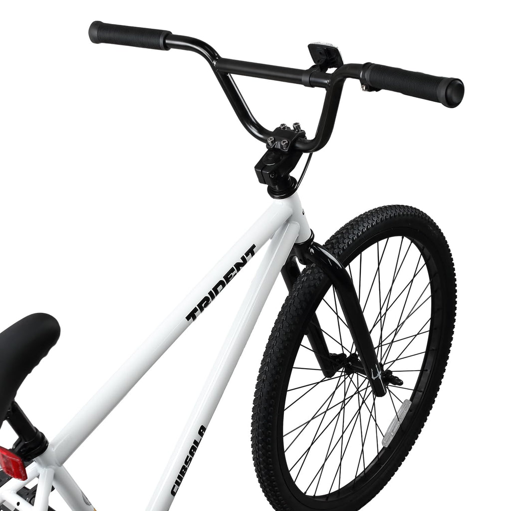 cubsala 24 Inch BMX Race Bike Trident Bicycles Beginner-Level to Advanced Riders with 2 Pegs Trick Cycling and Professional Riding, White