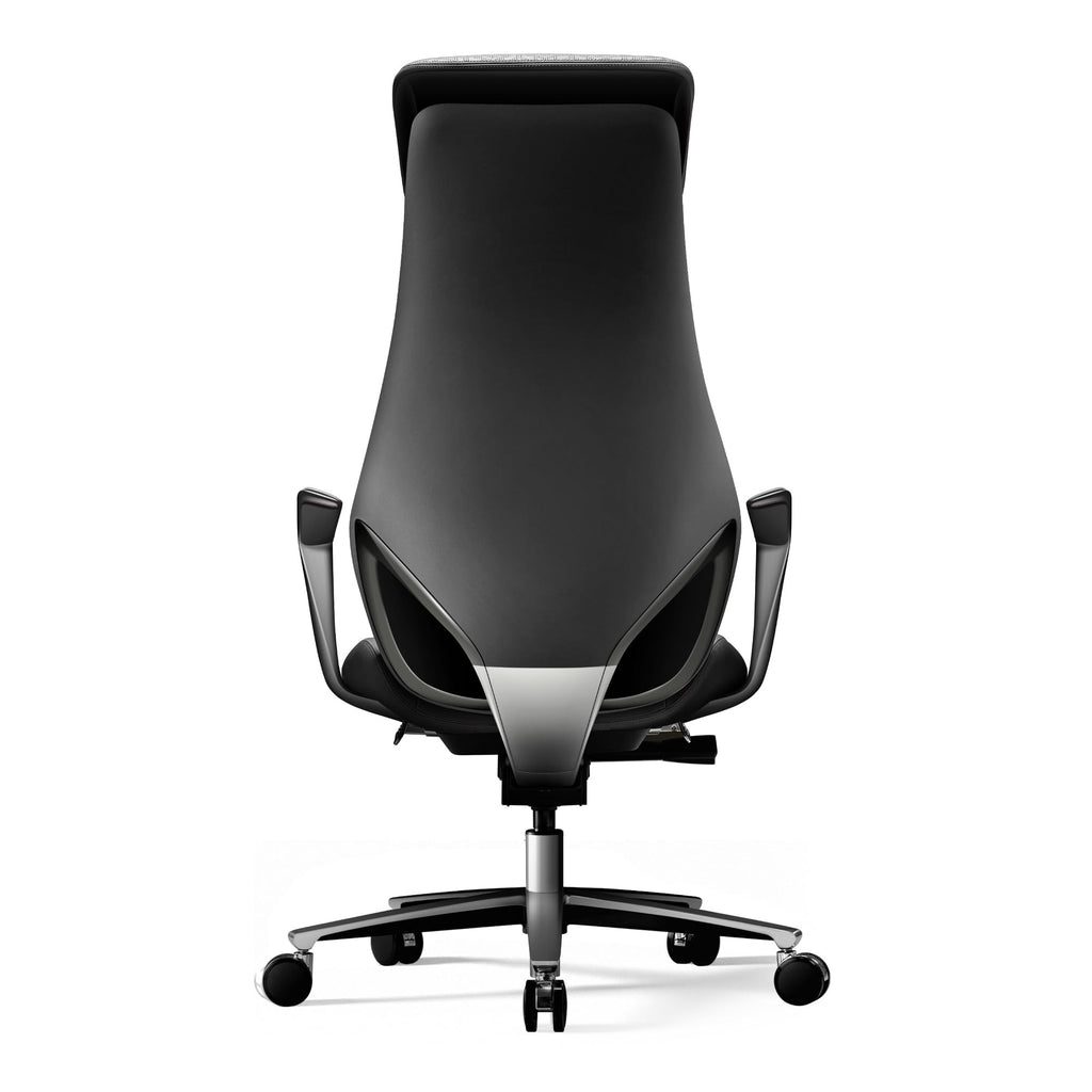 TOMU Black Genuine Leather Executive Office Chair, Real Top Grain Leather Office Chair with High Back, Comfy and Modern for Executive Luxury Desk, Ergonomic with Adjustable Height,Reclining (Black)