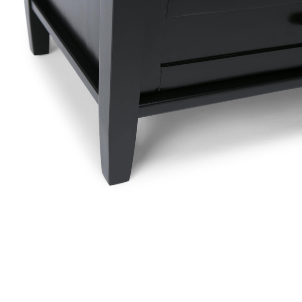 SIMPLIHOME Warm Shaker TV Stand - 47 inch Wide Solid Wood Media Console in Black, Transitional Entertainment Center for TVs up to 50 Inches with 2 Cabinets, 2 Drawers, and Cord Management