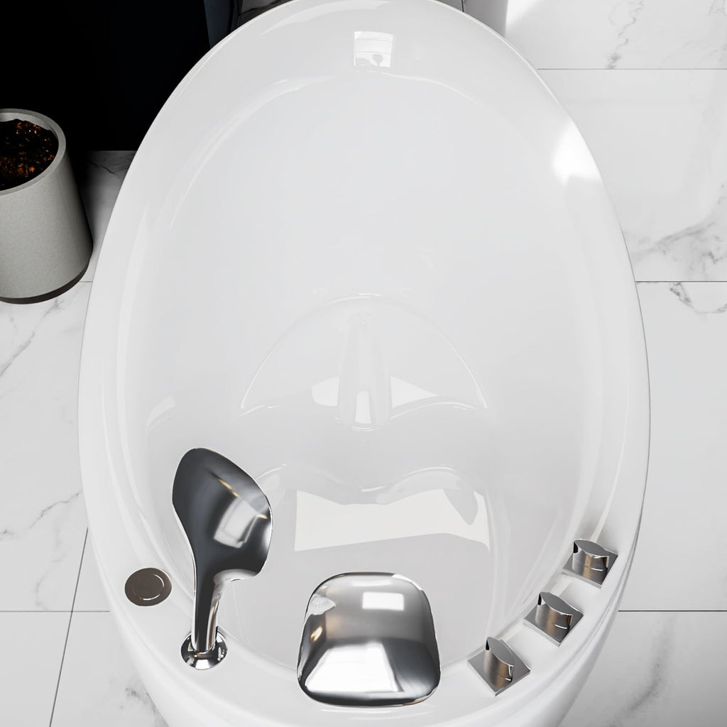 Empava Whirlpool Tub,48 in Freestanding Air Jetted Bathtub, Japanese Soaking Tub with Pre-Molded Seat, 36 Air Jets for Spa-Like Relaxation, Glossy White Luxury Acrylic Design
