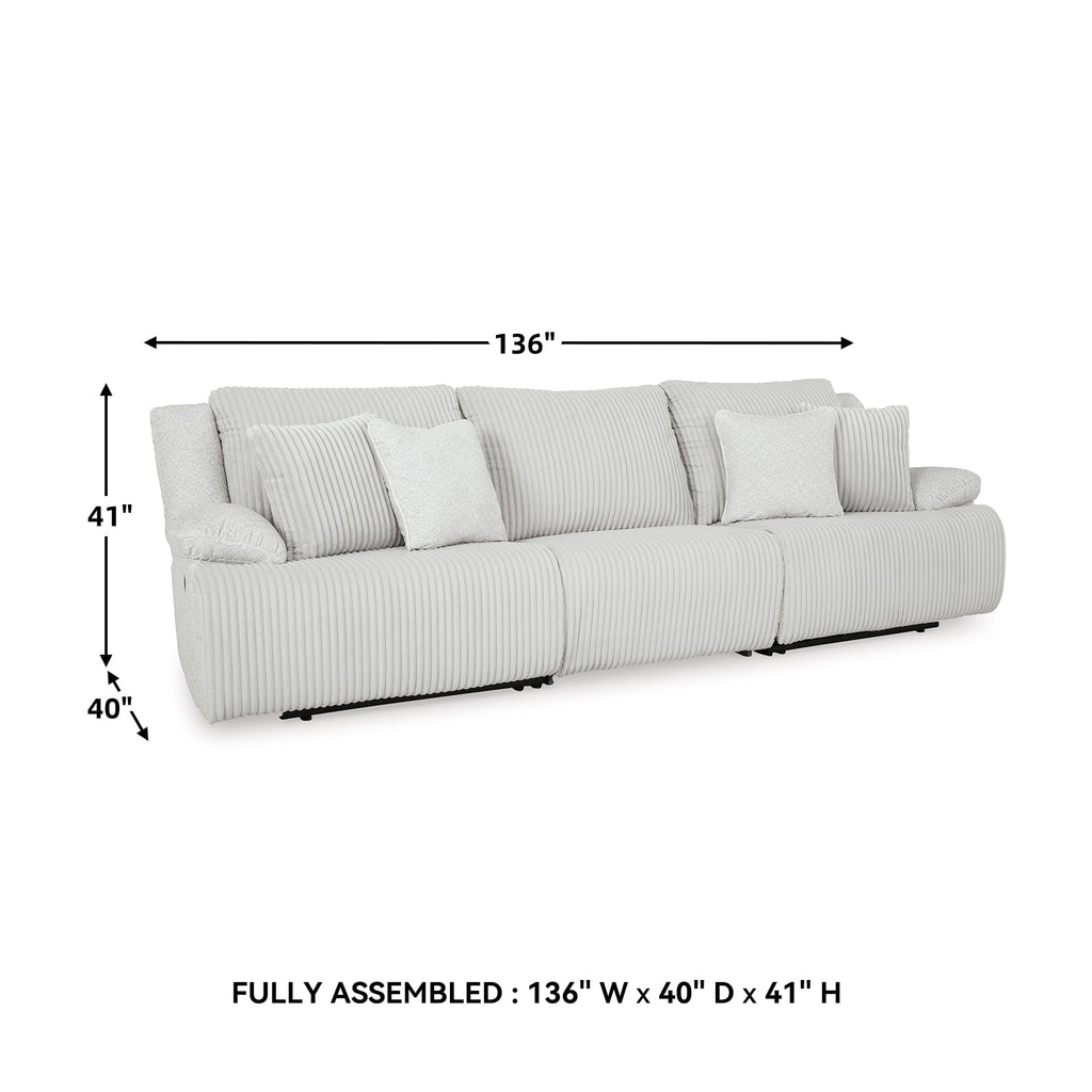 Signature Design by Ashley Top Tier Coastal 3-Piece Reclining Sectional Sofa with 4 Accent Pillows, Light Gray