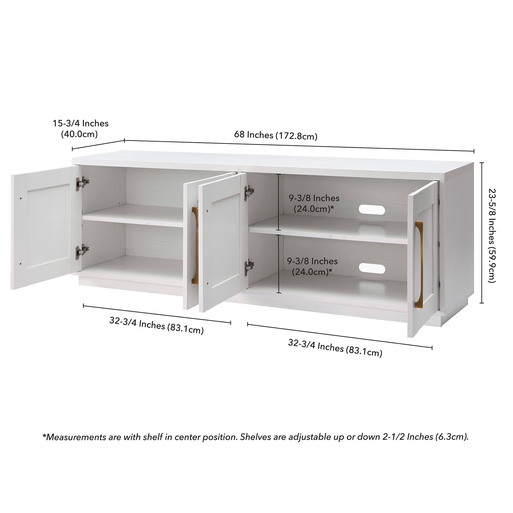 Henn&Hart Tillman Rectangular TV Stand for TV's up to 80" in, 68" Wide, White