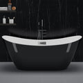 67'' Acrylic Freestanding Bathtub, Soaking Tub, Stand Alone Bathtub with Chrome Drain and Overflow, Modern Deep Upright Bath Tub for Bathroom, Easy Clean, Elegant Style, Black