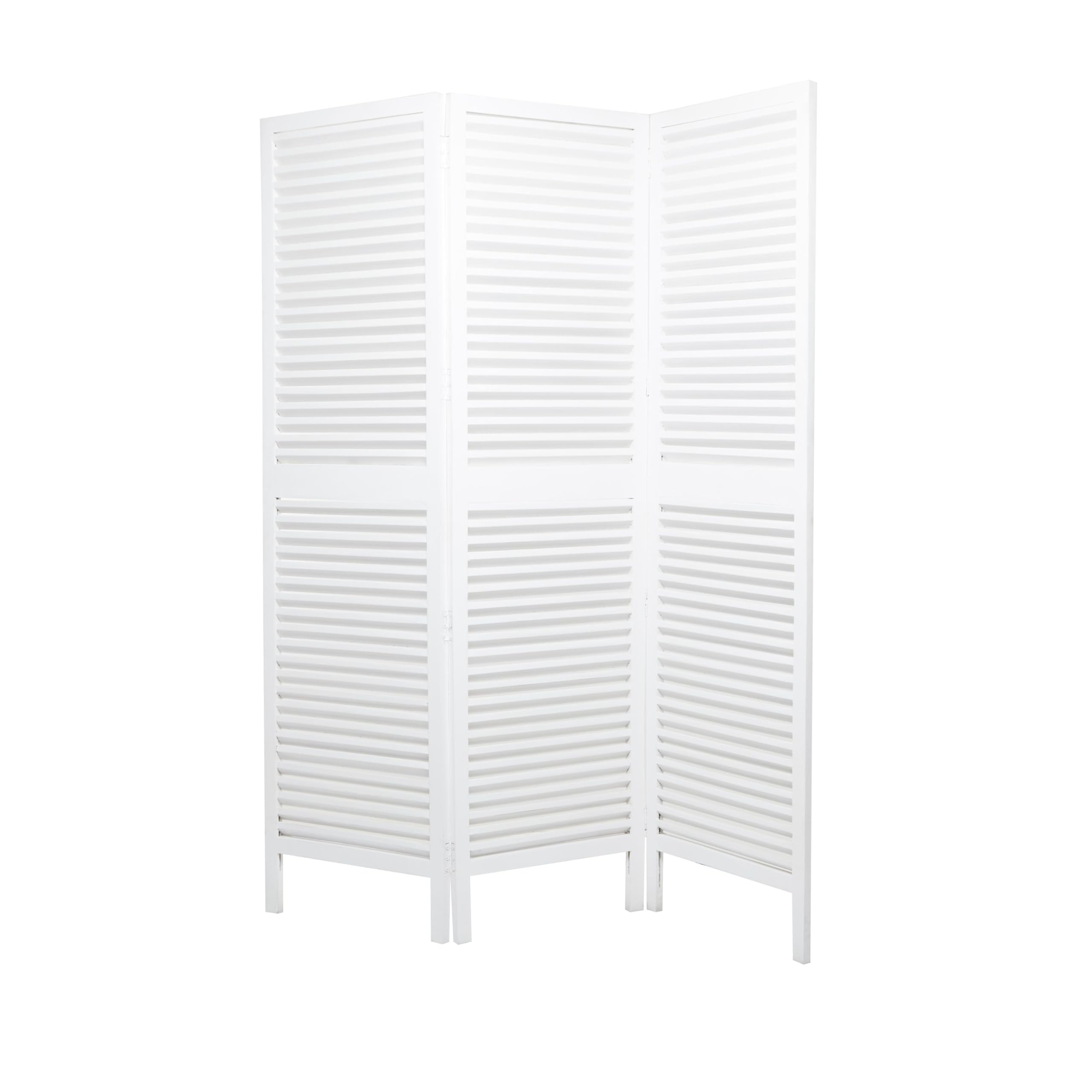 Deco 79 Mango Wood Partition Room Divider Screen Hinged Foldable Partition 3 Panel Privacy Screen with Carved Design, Room Partition 60" x 1" x 70", White