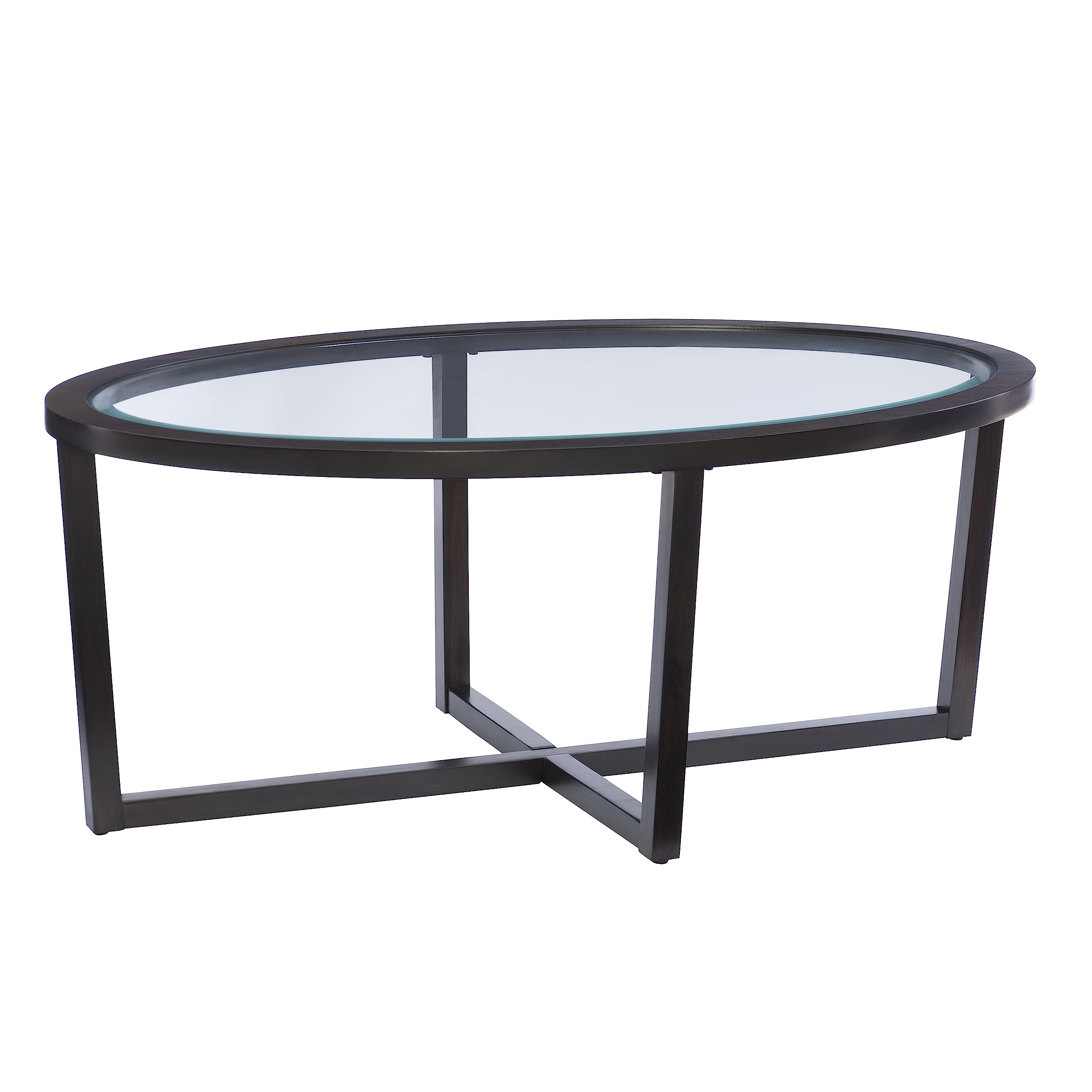 Powell Marta Umber Brown Wooden Three Piece Coffee and End Table Set with Tempered Glass Tops