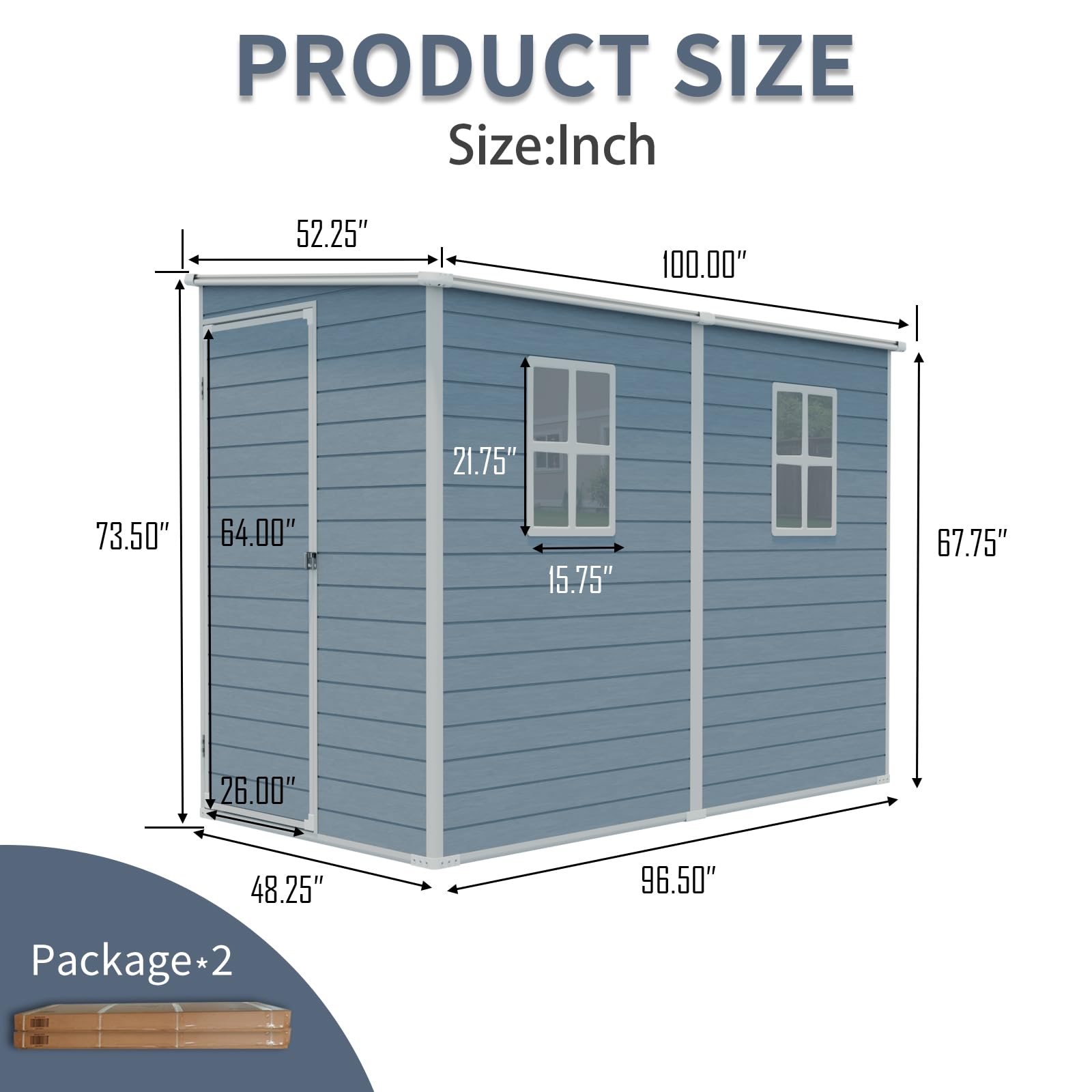 4FT x 8FT Resin Outdoor Storage Shed with Windows and Ventilation, Lockable Garden Tool Shed with Sloping Roof, Weather Resistant Backyard Storage House for Patio Lawn, Grey