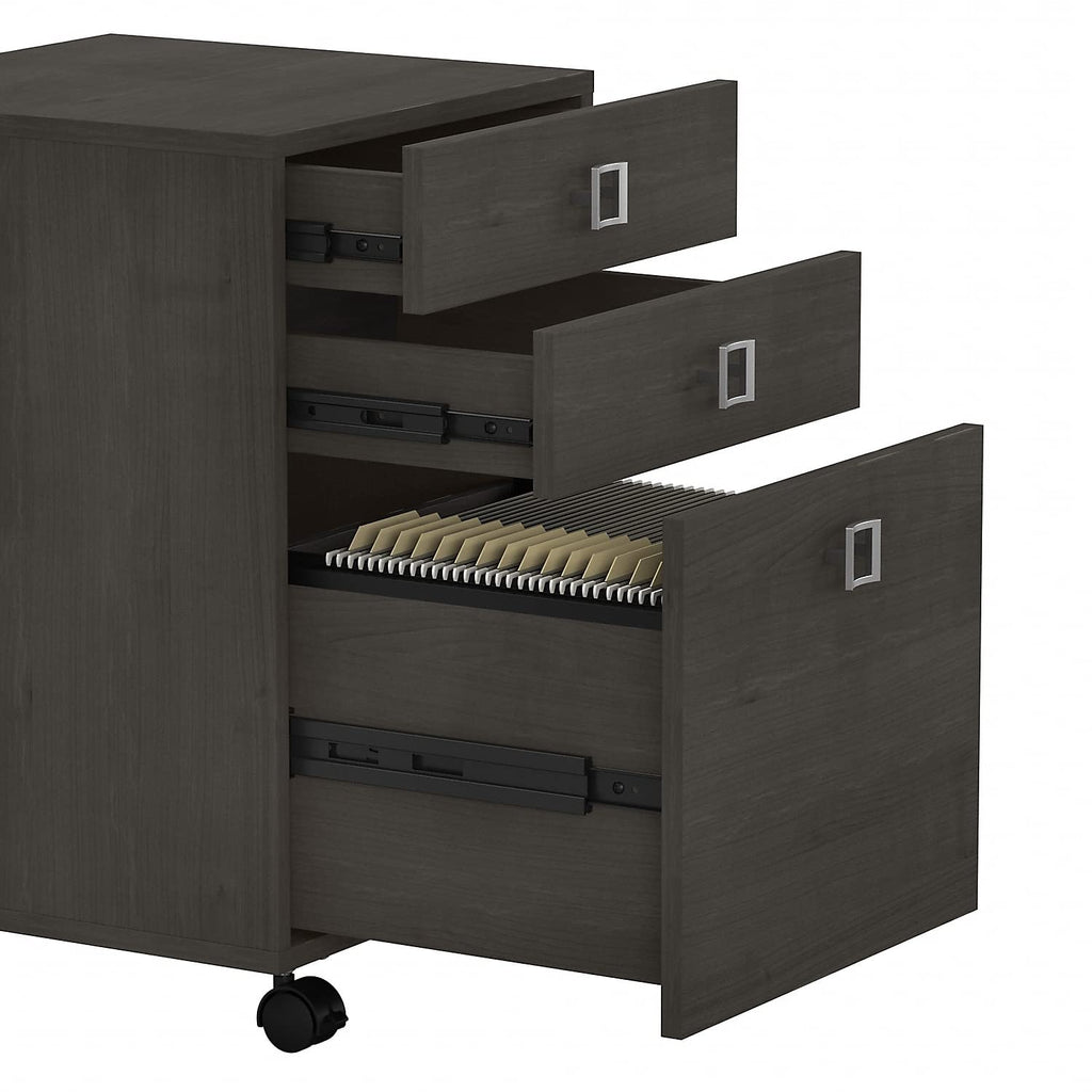 Bush Business Furniture Echo 3 Drawer Mobile File Cabinet in Charcoal Maple