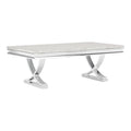 Furniture of America Obera 18mm Faux Marble Top Coffee Table with X-Shaped Base, Metal Construction, Home Décor for Living Room, Lounge Area, Office, Chrome