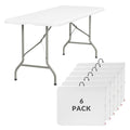 Elevon 6FT Folding Tables – Heavy Duty Portable Foldable Table with Built-in Handle, 300 lb Capacity – Ideal for Events, Parties, Crafts, Camping & Dining (6-Pack)