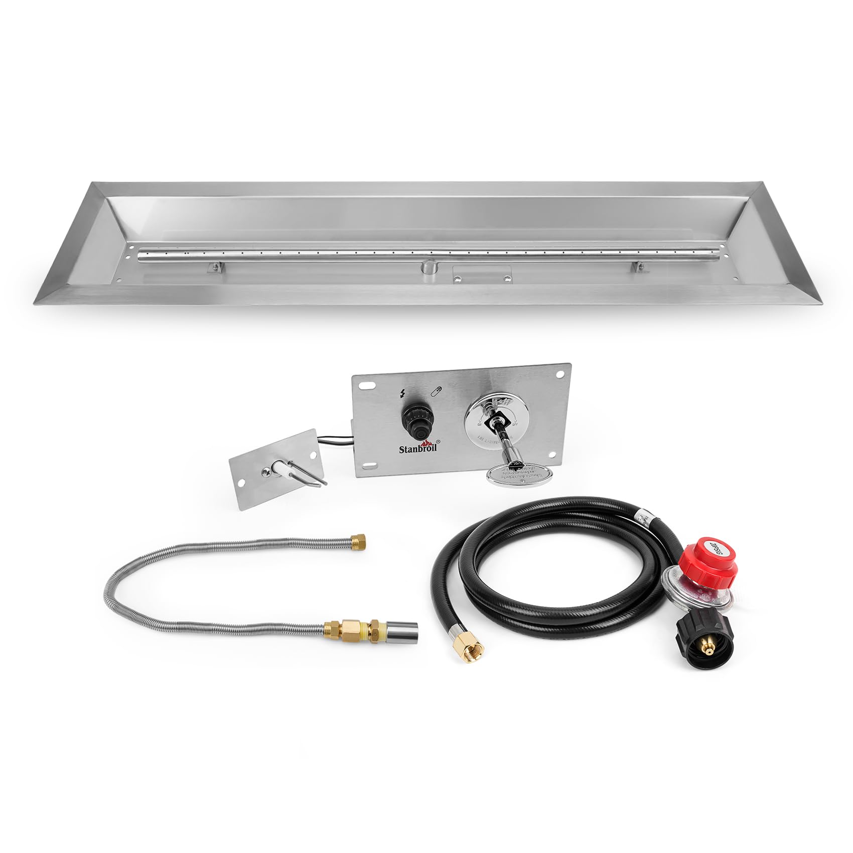 Stanbroil 48 x 6 Inch Stainless Steel Fire Pit Kits with Spark Ignition, Propane Gas Firepit Insert for Outdoor DIY Firepit Project - Propane Gas Version