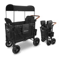 WonderFold W2 Luxe Stroller Wagon - Collapsible Stroller Wagon with Steel Frame - Adjustable Canopy & Push Handle - XL All-Terrain Wheels - for Babies, Toddlers & Kids - 2 Seater - Black