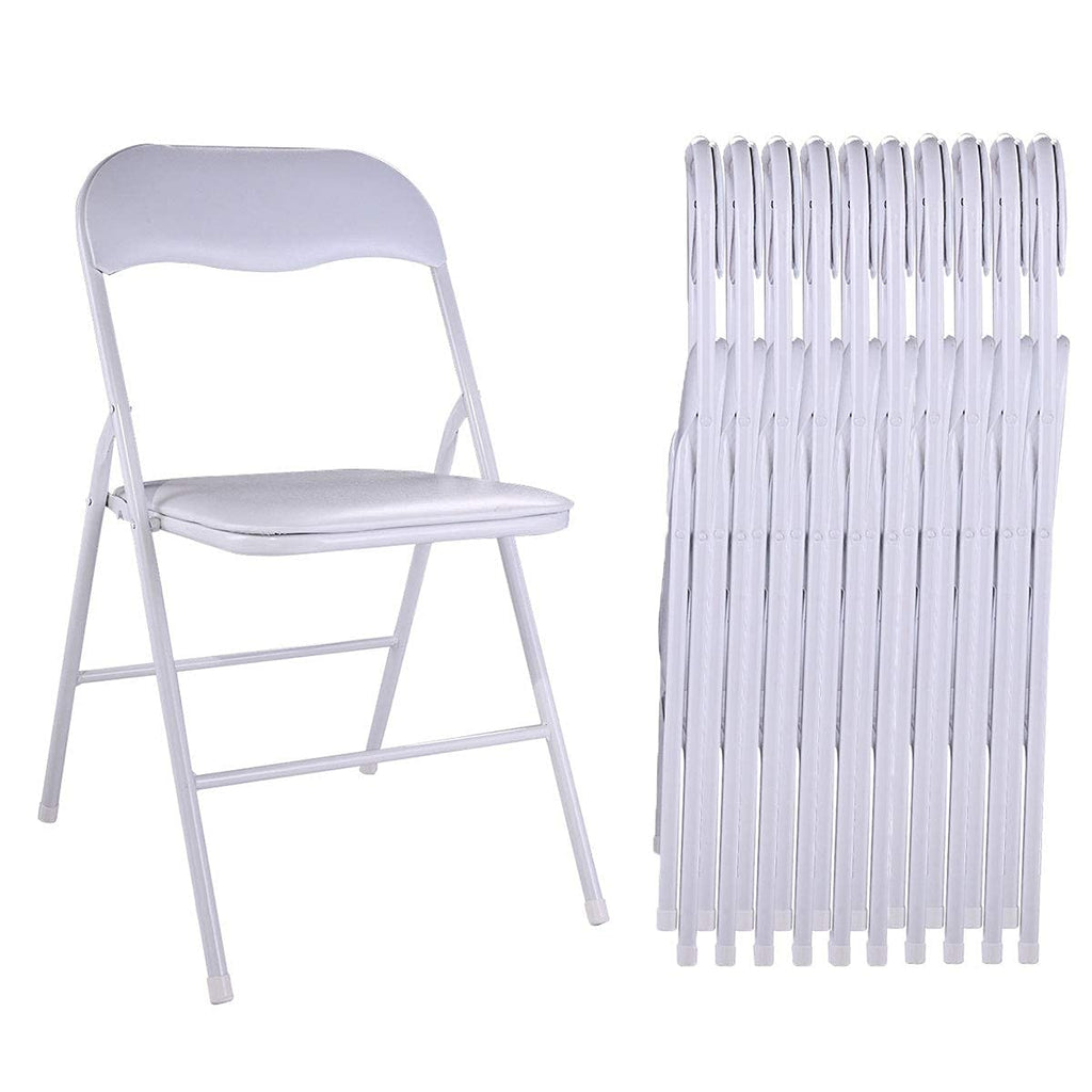 thegreatshopman 10-Pack Commercial Folding Plastic Chair for Home Office Wedding Party Outdoor Indoor, 300LBS Capacity, White