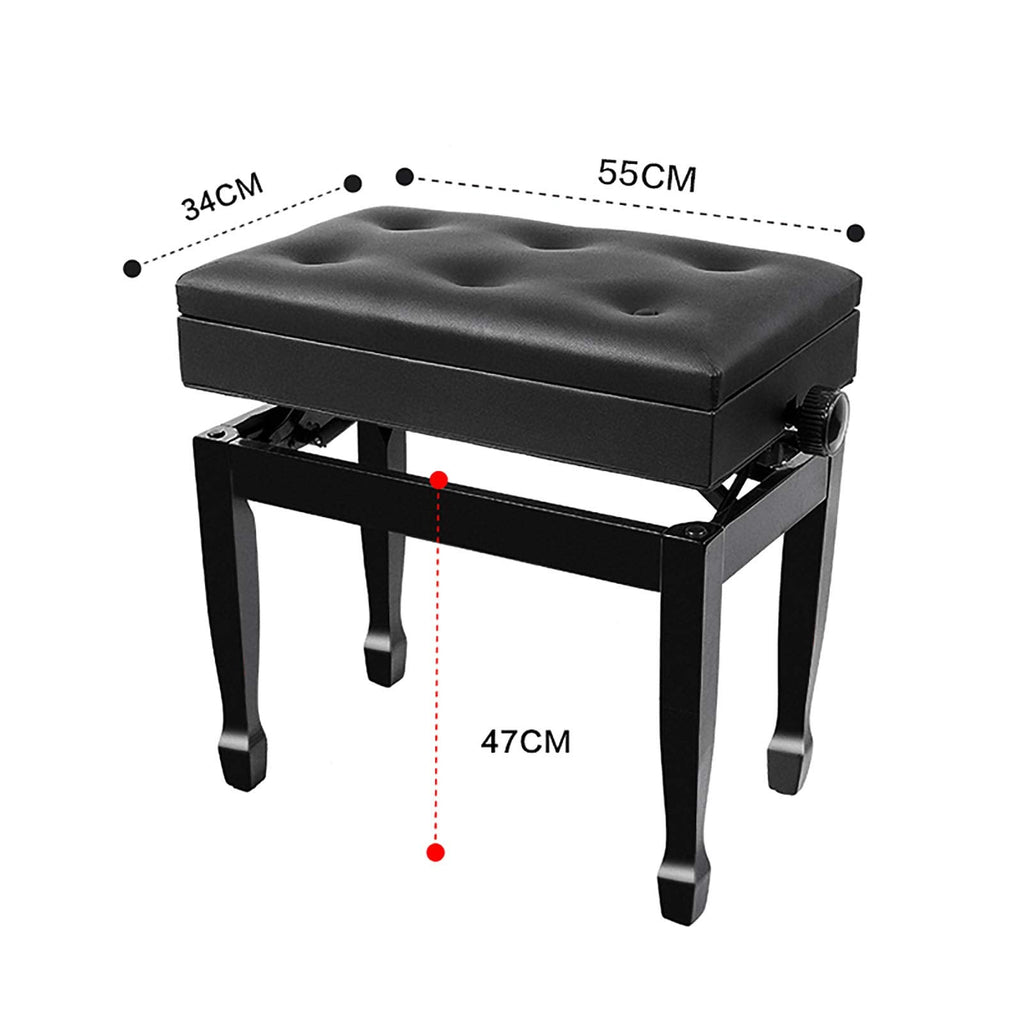 JDXQBLD Luxury Ergonomic Wooden Piano Bench with Soft Leather Seat and Book Storage Compartment Sturdy and Durable Piano Stool