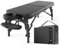 CLORIS 84" Professional Massage Table Portable Reinforced Wooden Leg 2 Folding Lightweight Spa Salon Tattoo Massage Bed Height Adjustable Hold Up to 1100LBS with Carrying Bag Black